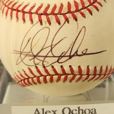 Alex Ochoa Baltimore Orioles OMLB Signed Autographed Baseball In Collectors Case