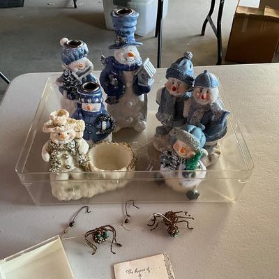 Blue Christmas Snowman with Spiders