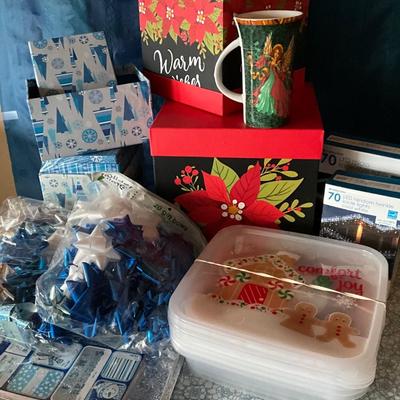 Christmas Boxes, lights, cookie containers