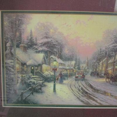 Thomas Kinkade Prints Village Christmas Print Has The COA On The Back