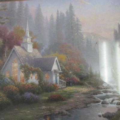 Thomas Kinkade Prints Village Christmas Print Has The COA On The Back