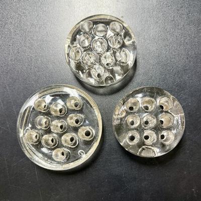 Vintage Lot of 3 Glass Flower Frogs