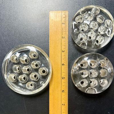 Vintage Lot of 3 Glass Flower Frogs