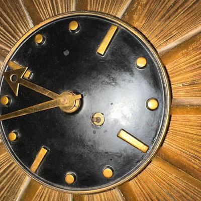 MCM SYROCO WOOD STARBURST CLOCK