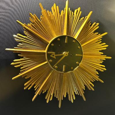 MCM SYROCO WOOD STARBURST CLOCK