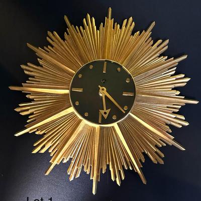 MCM SYROCO WOOD STARBURST CLOCK