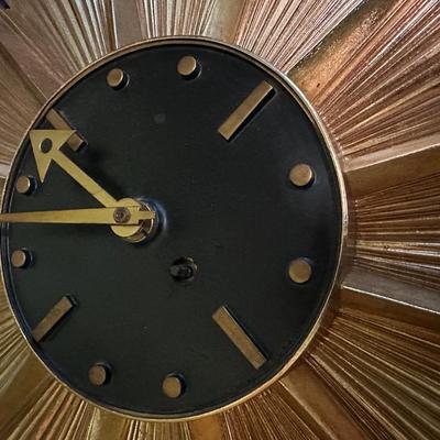 MCM SYROCO WOOD STARBURST CLOCK