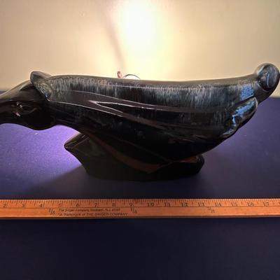 VINTAGE PHIL-MAR ORIGINAL GREEN GLAZED CERAMIC HORSE HEAD LAMP