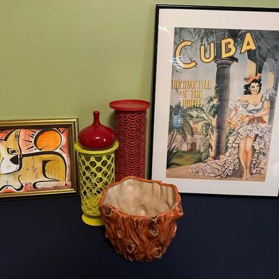 CUBA POSTER FRAMED & COLORFUL HOME DÉCOR LOT