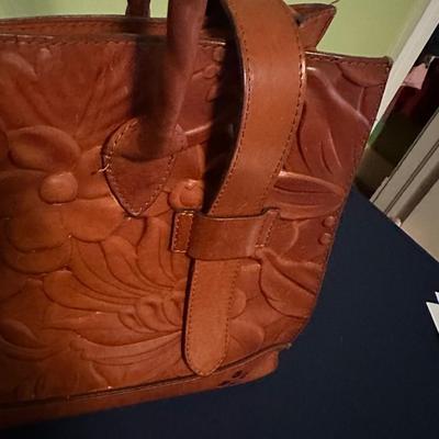 PATRICIA NASH LUCETTA COMPUTER TOTETOOLED LEATHER BAG