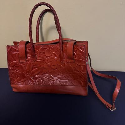 PATRICIA NASH LUCETTA COMPUTER TOTETOOLED LEATHER BAG