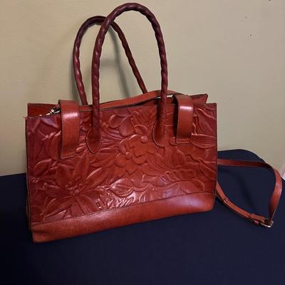 PATRICIA NASH LUCETTA COMPUTER TOTETOOLED LEATHER BAG