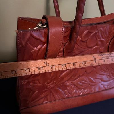 PATRICIA NASH LUCETTA COMPUTER TOTETOOLED LEATHER BAG