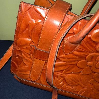 PATRICIA NASH LUCETTA COMPUTER TOTETOOLED LEATHER BAG