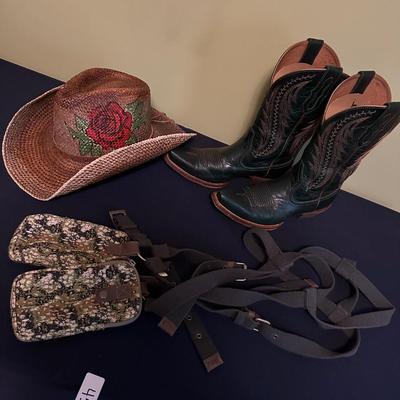 BULLRIDE HAT, ARIAT BOOT LOT