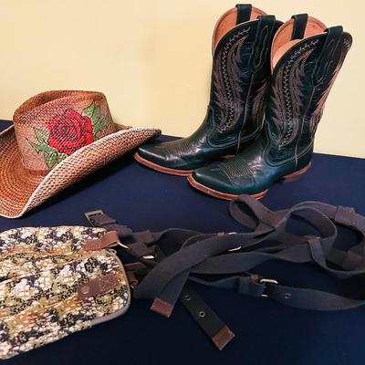 BULLRIDE HAT, ARIAT BOOT LOT