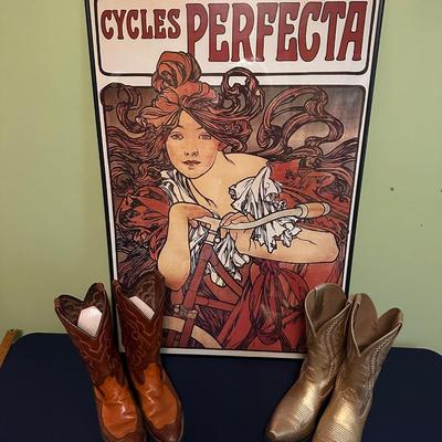 CYCLES PERFECTA FRAMED POSTER, WOMENS WESTERN BOOT LOT