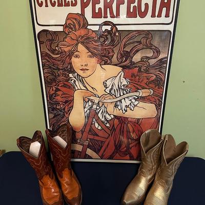CYCLES PERFECTA FRAMED POSTER, WOMENS WESTERN BOOT LOT