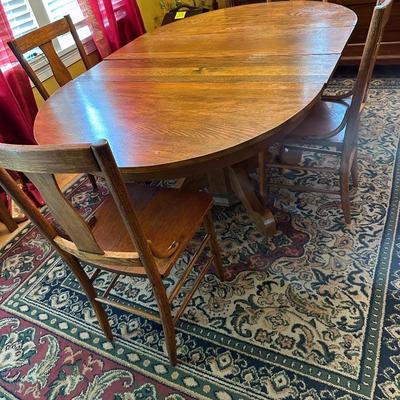 OAK DINING TABLE, 4 CHAIRS
