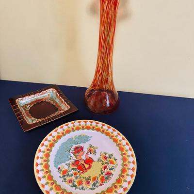 ROSENTHAL PLATE, ART GLASS & PFALTZGRAFF LOT