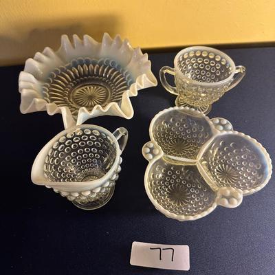 FENTON OPALESCENT WHITE HOBNAIL GLASS LOT