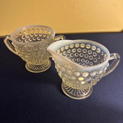 FENTON OPALESCENT WHITE HOBNAIL GLASS LOT