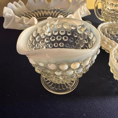 FENTON OPALESCENT WHITE HOBNAIL GLASS LOT