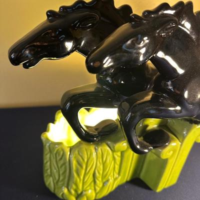 MID CENTURY ROYAL HAEGER DOUBLE STALLION TV LAMP