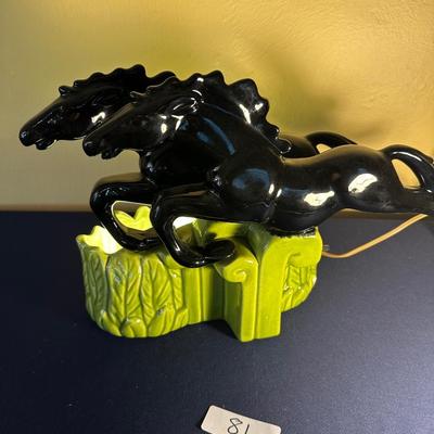MID CENTURY ROYAL HAEGER DOUBLE STALLION TV LAMP