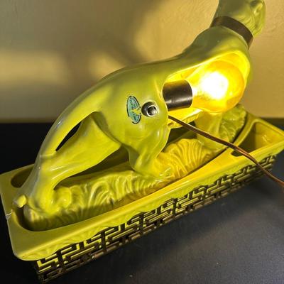 LANE & CO GREEN PANTHER TV LAMP 1950'S