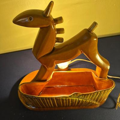 VINTAGE CERAMIC GLAZED TV LAMP PLANTER WHIMSICAL UNICORN