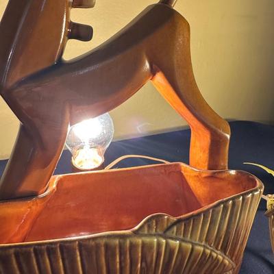 VINTAGE CERAMIC GLAZED TV LAMP PLANTER WHIMSICAL UNICORN
