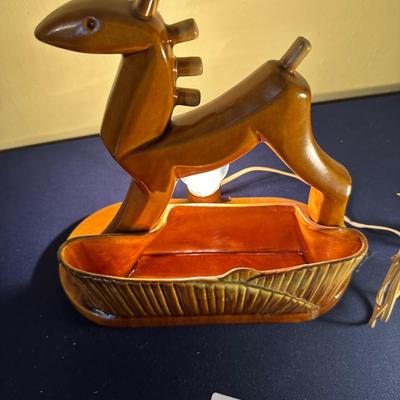VINTAGE CERAMIC GLAZED TV LAMP PLANTER WHIMSICAL UNICORN