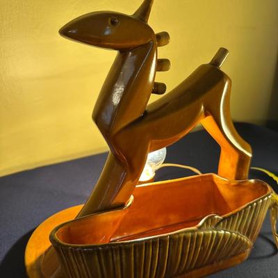 VINTAGE CERAMIC GLAZED TV LAMP PLANTER WHIMSICAL UNICORN