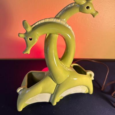VINTAGE PAIR GIRAFFE CERAMIC TV LAMP