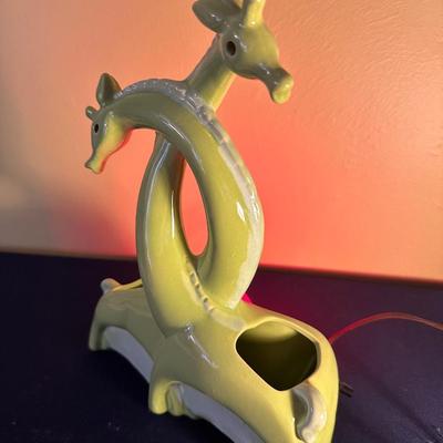 VINTAGE PAIR GIRAFFE CERAMIC TV LAMP