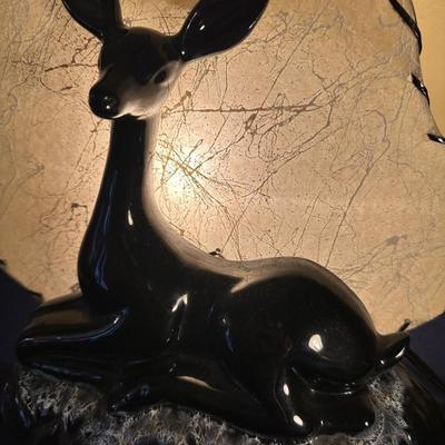 VINTAGE CERAMIC BLACK FAWN TV LAMP