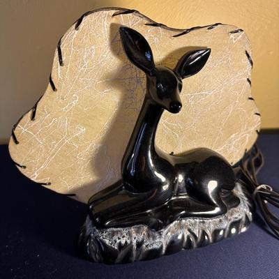 VINTAGE CERAMIC BLACK FAWN TV LAMP