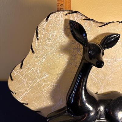 VINTAGE CERAMIC BLACK FAWN TV LAMP