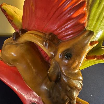 VINTAGE 1950'S CHALKWARE GAZELLE WITH PALM TV LAMP