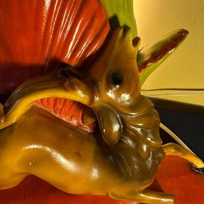 VINTAGE 1950'S CHALKWARE GAZELLE WITH PALM TV LAMP