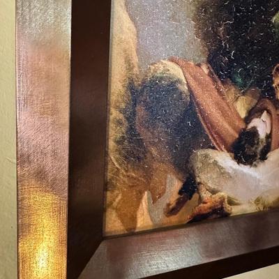 FRAMED DOG ATTACHMENT DEATH OF OWNER ANIMAL ART