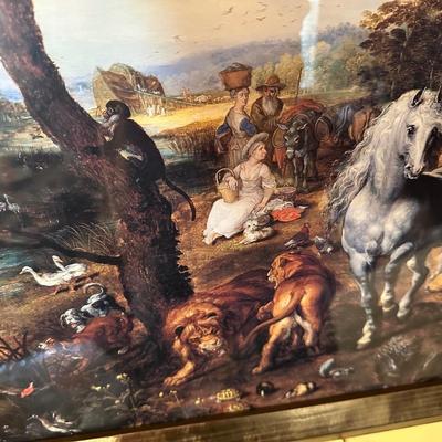 FRAMED POSTER PRINT "THE ENTRY OF THE ANIMALS INTO NOAH'S ARK"
