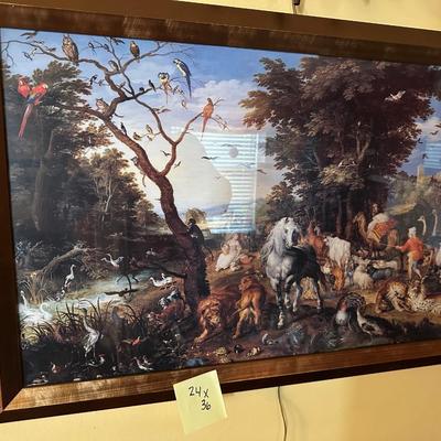 FRAMED POSTER PRINT "THE ENTRY OF THE ANIMALS INTO NOAH'S ARK"