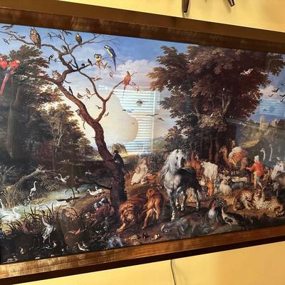 FRAMED POSTER PRINT "THE ENTRY OF THE ANIMALS INTO NOAH'S ARK"