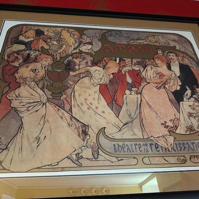 ALPHONSE MUCHA "THEATRE de la RENAISSANCE" LITHOGRAPH POSTER FRAMED