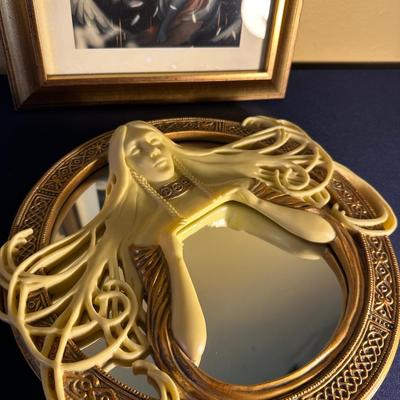 ART NOUVEAU STYLE FEMALE MIRROR, FRAMED CRYBABY THE ETERNAL SLUMBER ART