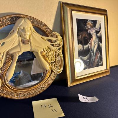 ART NOUVEAU STYLE FEMALE MIRROR, FRAMED CRYBABY THE ETERNAL SLUMBER ART