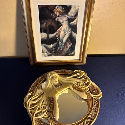 ART NOUVEAU STYLE FEMALE MIRROR, FRAMED CRYBABY THE ETERNAL SLUMBER ART