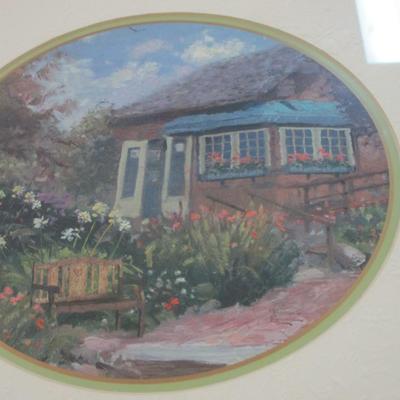 Thomas Kinkade Prints Olympic Mountain & Gardener's Retreat Evening COA's On The Back